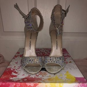 Chinese laundry Metallic Jovial Ankle Strap Heels